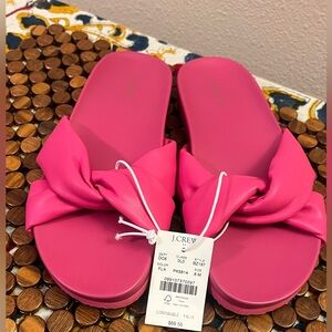J. Crew Women's Cross-Strap Pool Slides Size 8 Flashback Bright Pink NWT
